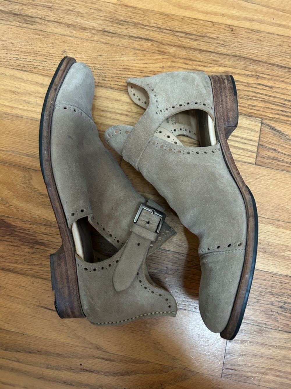 The Office Of Angela Scott Mr. Ed Cutout Suede Beige Boots Womens